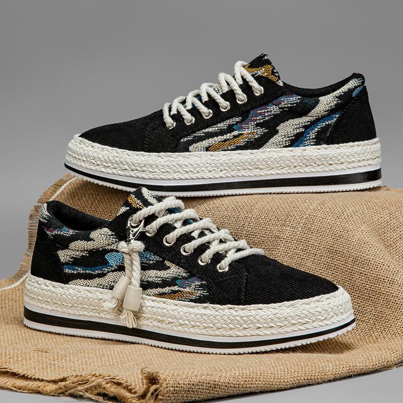 537-Woven Corduroy Fisherman Shoes Skate Shoes Loafers One-Step Cloth Shoes Trendy Men'S Shoes For Four Seasons - Image 1